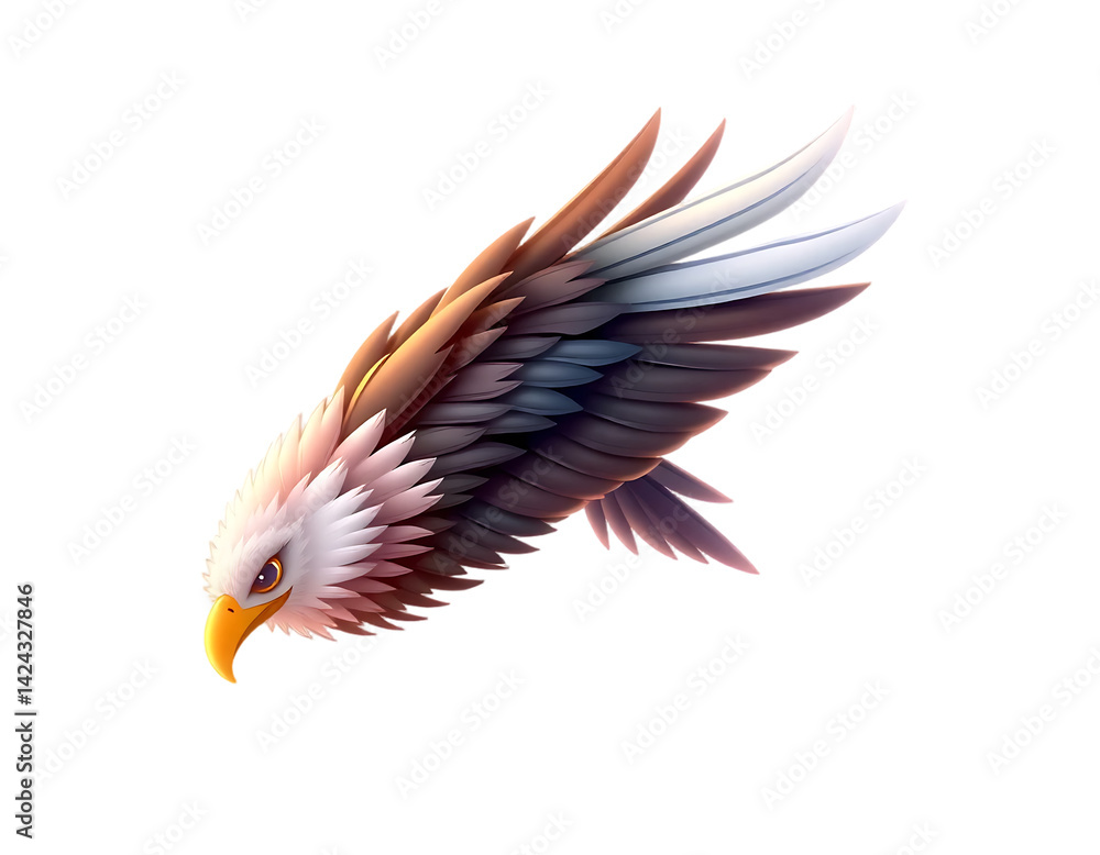 Obraz premium Realistic 3D Cartoon Eagle in Flight