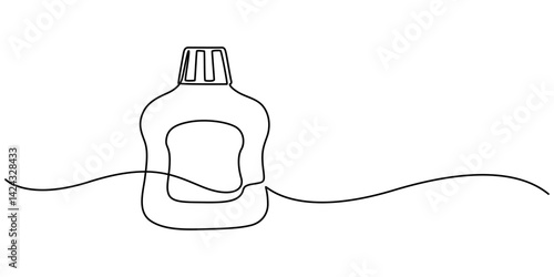 Mouthwash in one continuous line. One line drawing, minimalism. Vector illustration, outline simple style on whaite background. mouthwash pro vector concept. mouthwash bottle, Dental care products. 
