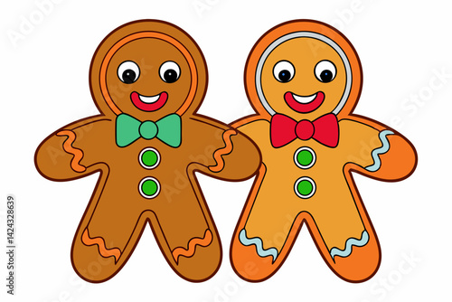 gingerbread cookies isolated on white
