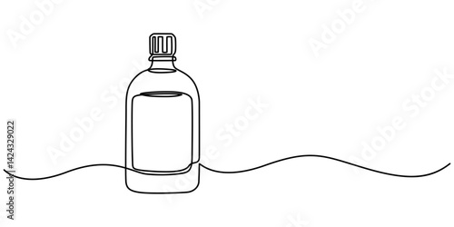 Mouthwash in one continuous line. One line drawing, minimalism. Vector illustration, outline simple style on whaite background. mouthwash pro vector concept. mouthwash bottle, Dental care products. 