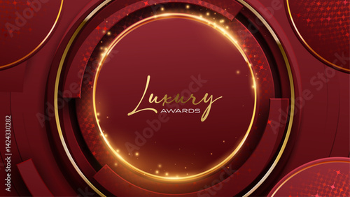 Red and Gold Award Background. Creative Concept Template. Classy Premium Wedding Card. Grand Luxury Decorative Banner for Wedding and Birthday. Premium Congratulations Card. Event Invitation.
