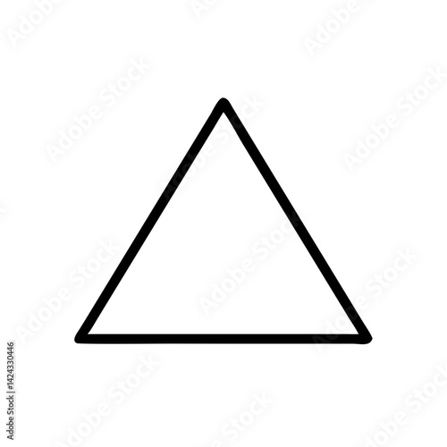 A bold, simple triangle shape representing minimalist design with a thick black outline against a stark white background.