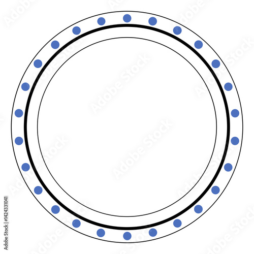 A simple, elegant circular frame perfect for showcasing cherished memories or important announcements, featuring a bold black border and a subtle touch of blue dots.