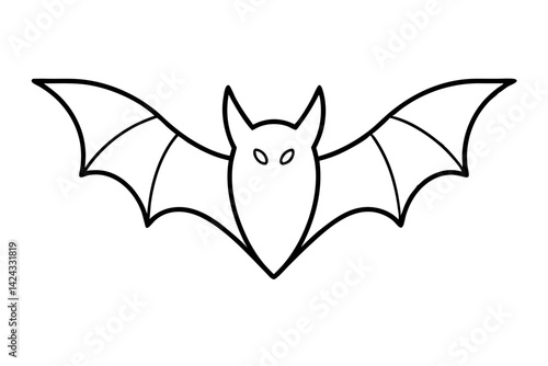 Minimal Bat Line Art Icon – Simple Outline Bat Drawing for Halloween or Logo Design

