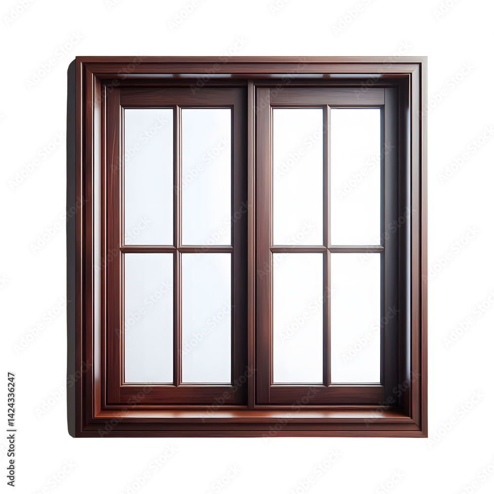 Isolated Wooden Window Frame on Transparent Background PNG Cutout Isolated Wooden Window Frame on Transparent Background PNG Cutout