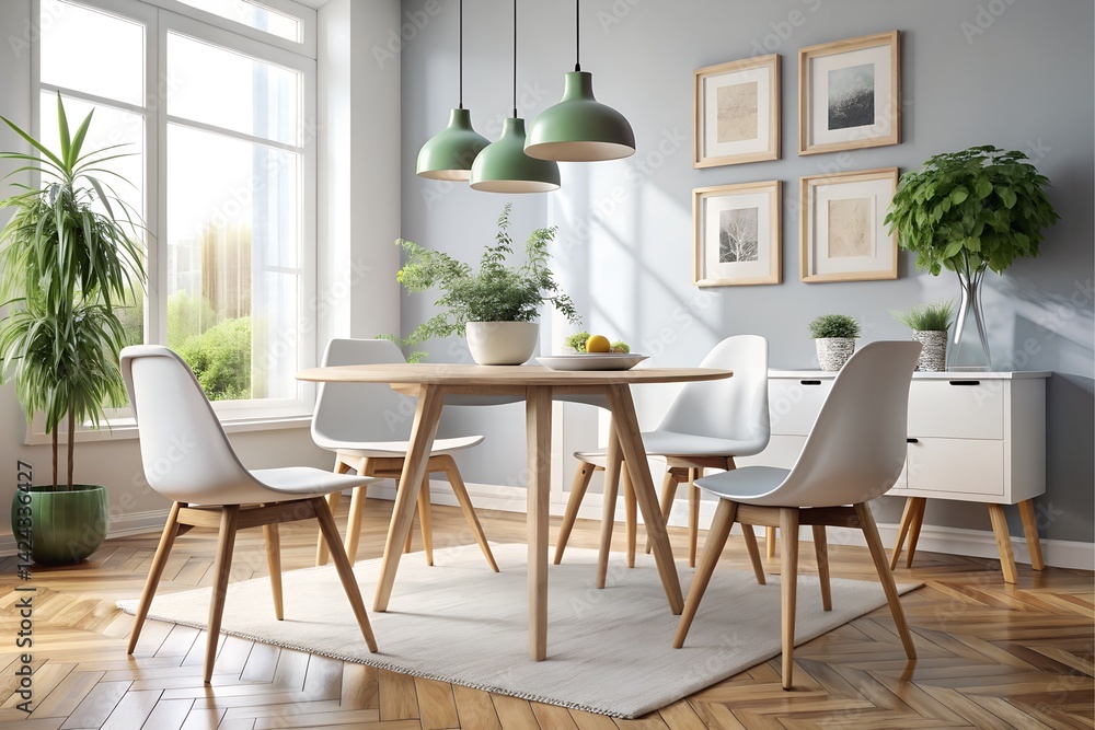 Fototapeta premium Scandinavian Style Chairs and Table