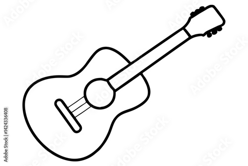Guitar Icon - Simple Line Art Vector

