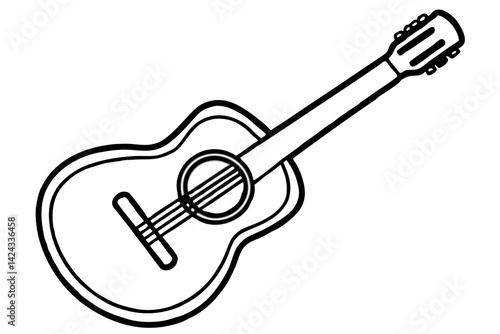 Guitar Icon - Simple Line Art Vector

