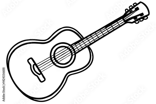 Guitar Icon - Simple Line Art Vector

