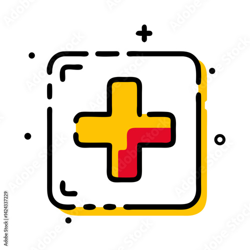 medical cross symbol, healthcare icon, vibrant colors, health concept