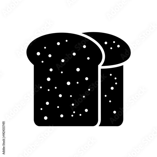 Minimal vector black icon of a bread slice with curved upper part and textured details in silhouette