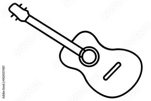 Guitar Icon - Simple Line Art Vector

