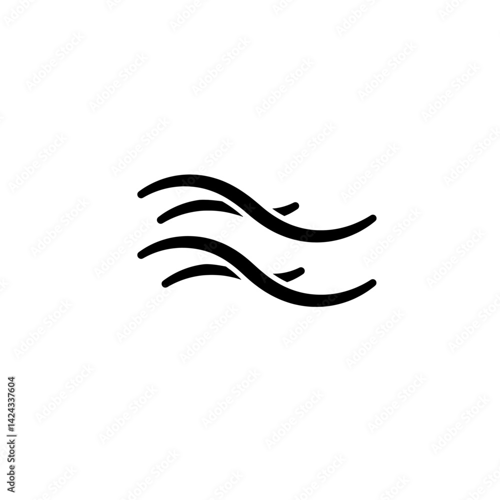 Minimal vector icon of fog in black silhouette with layered horizontal waves in flat simple style Minimal vector icon of fog in black silhouette with layered horizontal waves in flat simple style