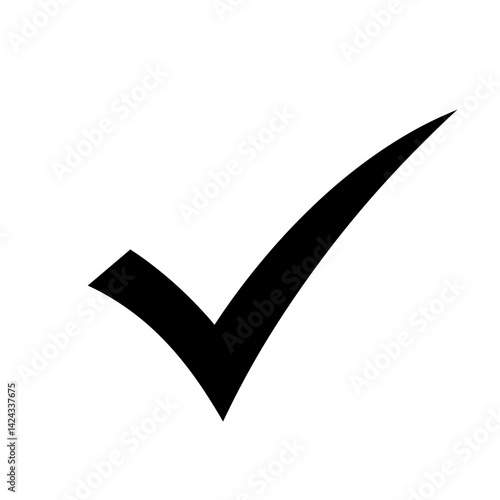 Free Download Black silhouette vector icon of a checkmark with bold curved line in minimal flat design - GFXLoad