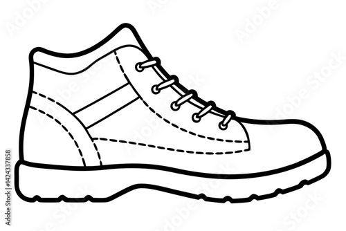 Hiking Boot Icon - Simple Line Art Vector

