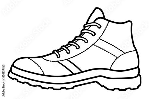 Hiking Boot Icon - Simple Line Art Vector

