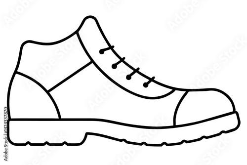 Hiking Boot Icon - Simple Line Art Vector

