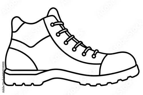 Hiking Boot Icon - Simple Line Art Vector

