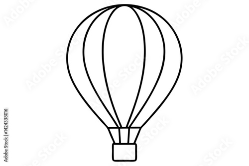 Hot Air Balloon Icon - Simple Line Art Vector

