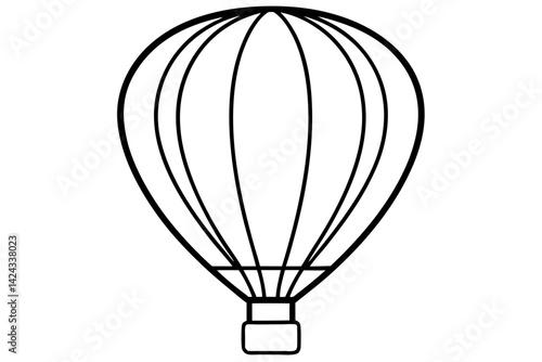 Hot Air Balloon Icon - Simple Line Art Vector

