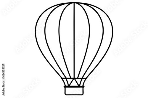 Hot Air Balloon Icon - Simple Line Art Vector

