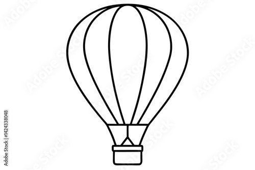Hot Air Balloon Icon - Simple Line Art Vector

