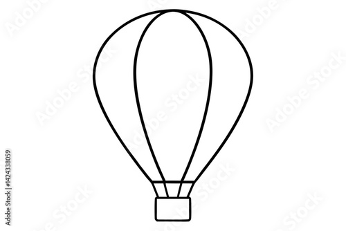 Hot Air Balloon Icon - Simple Line Art Vector

