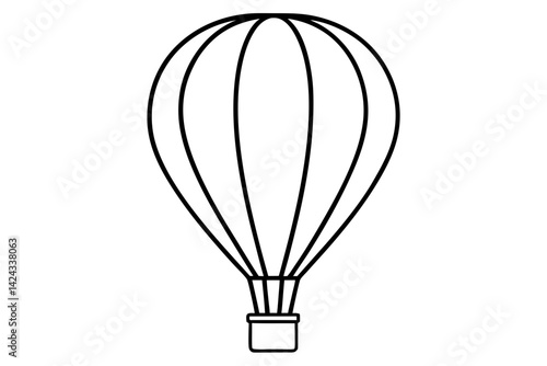 Hot Air Balloon Icon - Simple Line Art Vector

