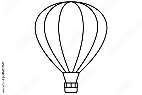 Hot Air Balloon Icon - Simple Line Art Vector

