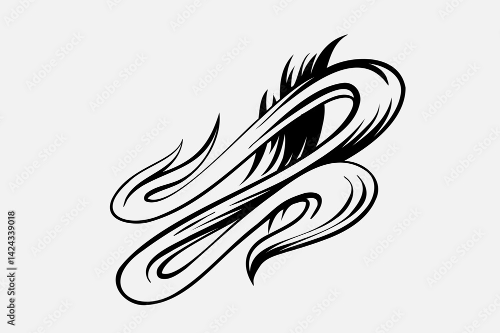 Fototapeta premium Outline Flame Hand Drawn Vector Image