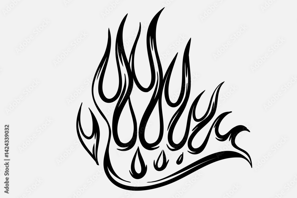 Outline Flame Hand Drawn Vector Image Outline Flame Hand Drawn Vector Image