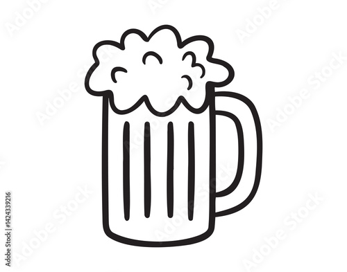 beer mug icon doodle hand drawn. outline line drawing clipart symbol