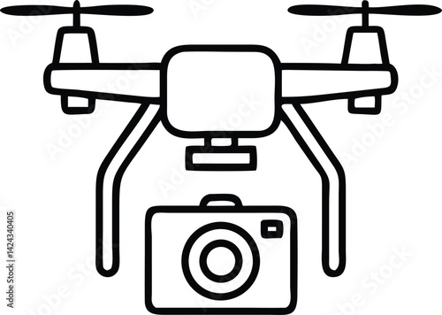 professional drone camera line art