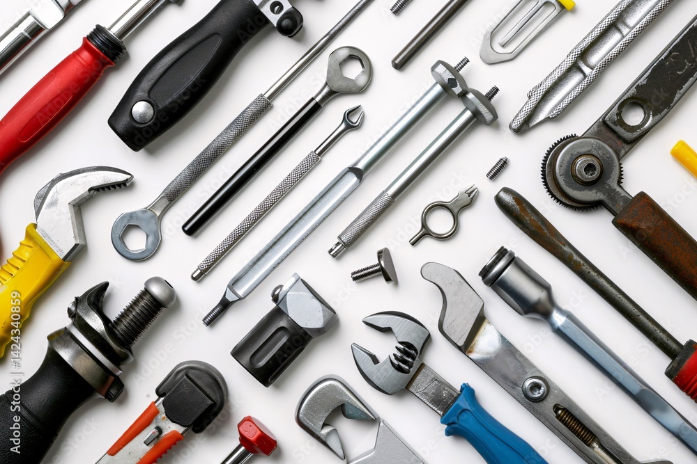Assorted hand tools on white background Assorted hand tools on white background