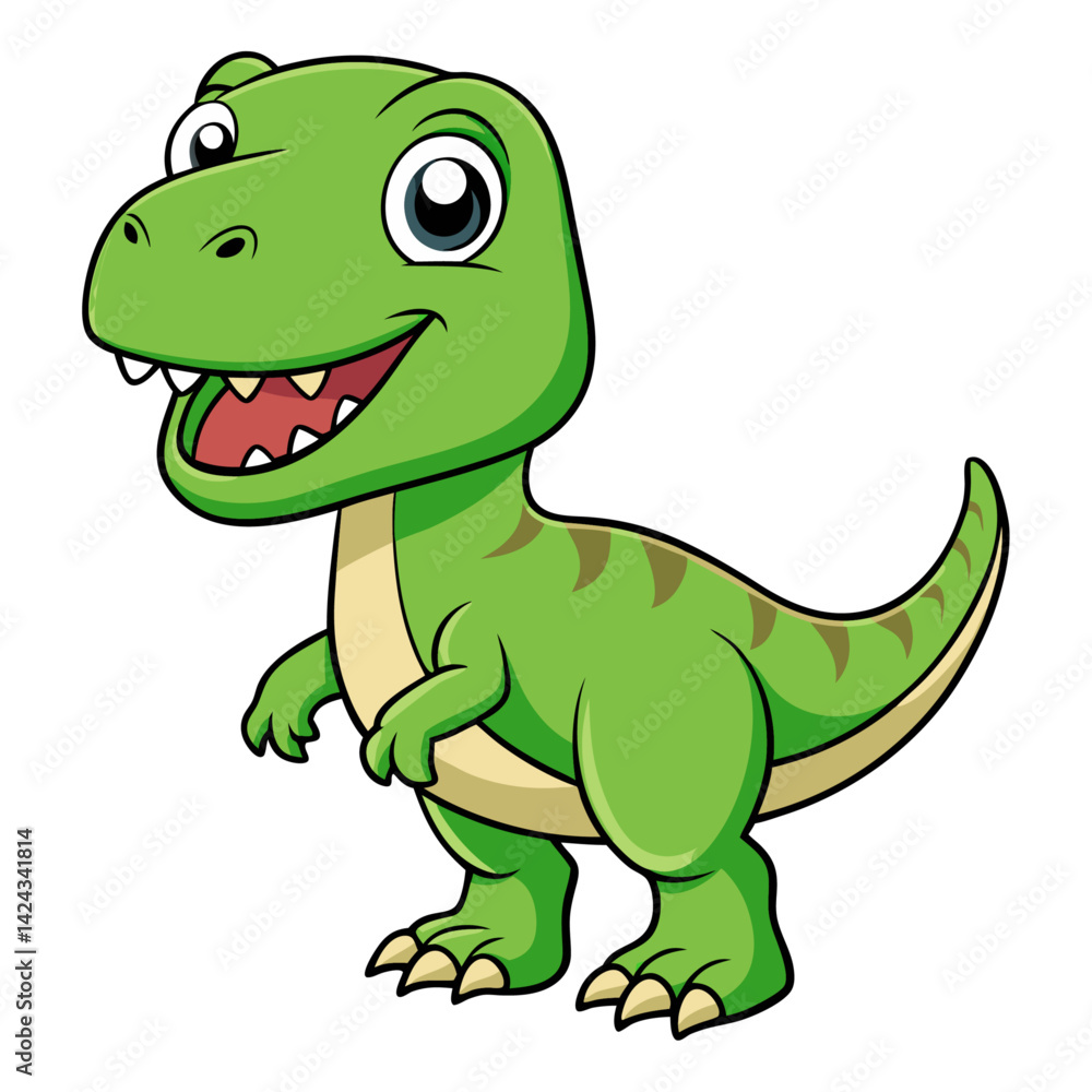 Cute green cartoon baby dino reptile vector illustration Cute green cartoon baby dino reptile vector illustration
