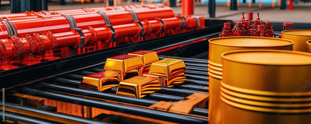 Industrial Gold Mining Operation Remote Warehouse Close-Up Urban Environment Aesthetic Appeal