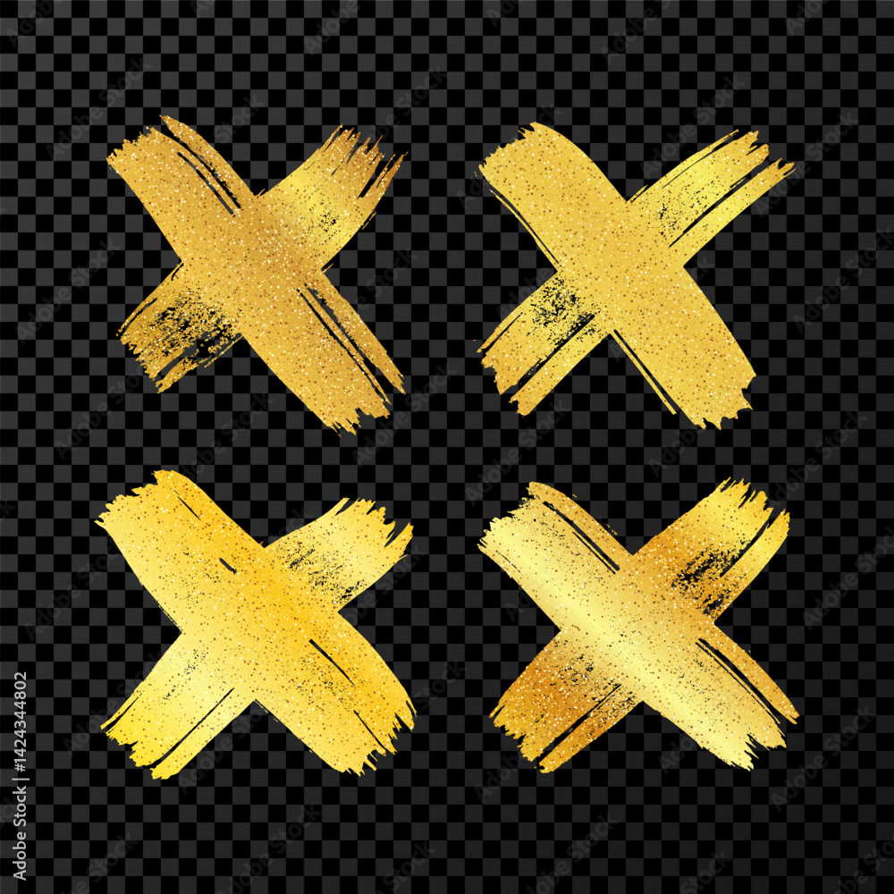 Obraz premium Gold brush cross symbol