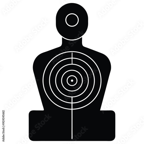 isolated Black military training dummy target on white background