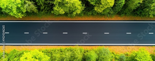 Obraz na płótnie Scenic Road View Surrounded by Lush Green Trees Aerial Photography Nature Open Landscape w salonie