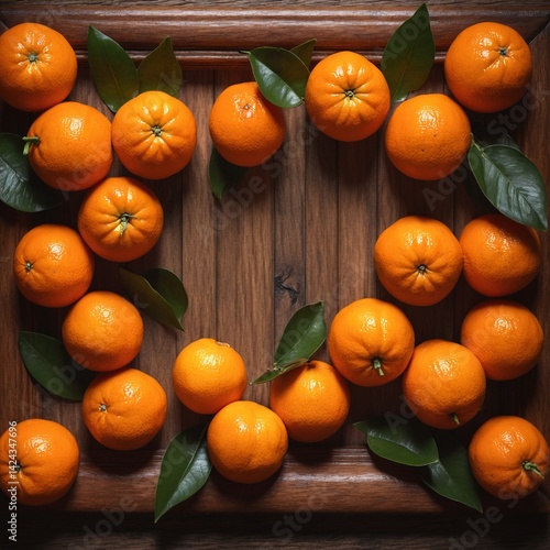 Obraz na płótnie Mandarin fruits, frame form copy space on dark. Top view flat lay w salonie