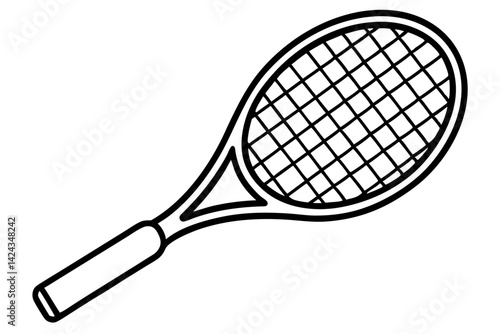 Tennis Racket Icon – Simple Sports Line Art Vector


