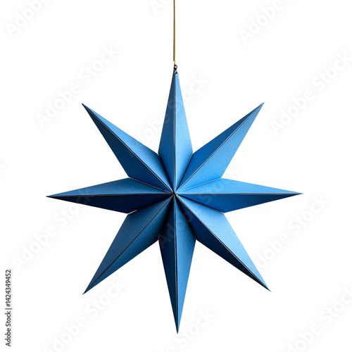  Blue star, hanging decoration for a Christmas tree, isolated on a transparent background. png
