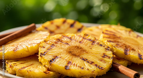 Grilled Pineapple With Cinnamon Sticks Offers A Delightful Tropical Sweetness
