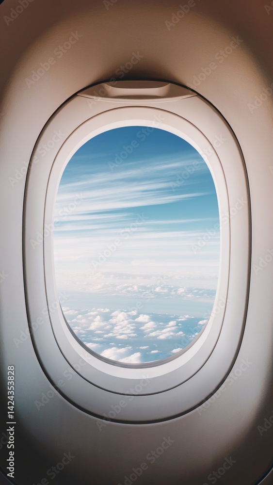 Airplane Window View Above Clouds – Peaceful Airplane Window View with Sky and Clouds – Travel Mood from Airplane Window View Airplane Window View Above Clouds – Peaceful Airplane Window View with Sky and Clouds – Travel Mood from Airplane Window View