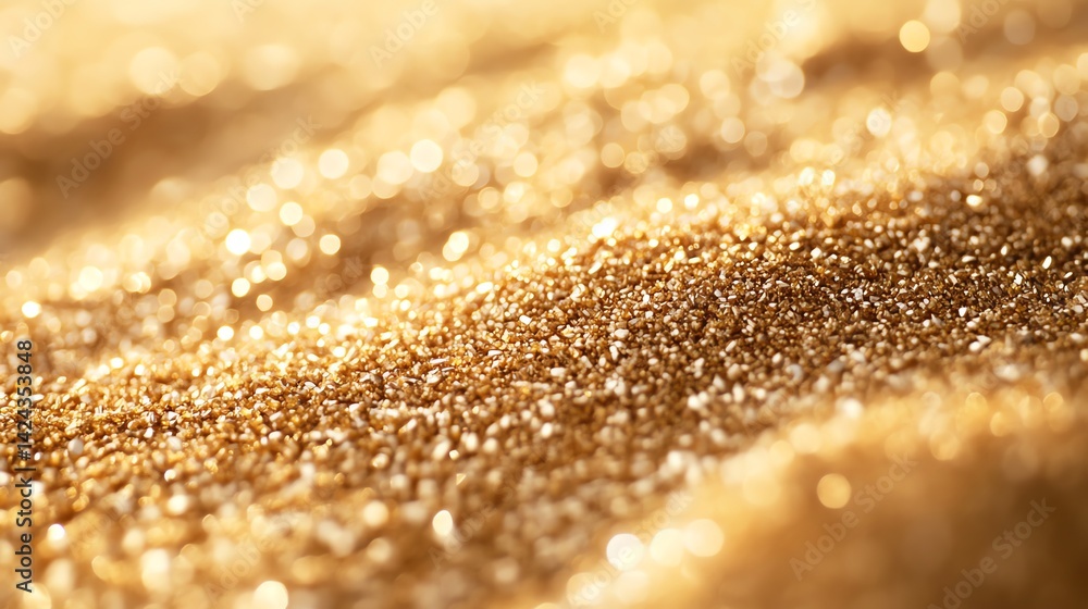 Golden Glitter Texture Background with Sparkly Grains for Holiday Design
