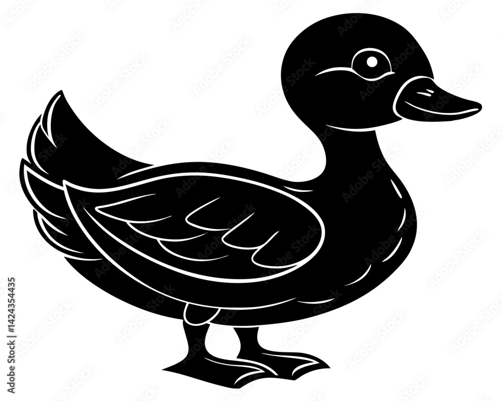 Obraz premium cute cartoon duck silhouette