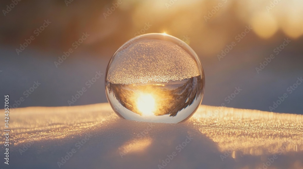 A close-up of a perfectly round glass orb with a magnified effect, placed on a white surface with gentle lighting to highlight its clarity. A close-up of a perfectly round glass orb with a magnified effect, placed on a white surface with gentle lighting to highlight its clarity.