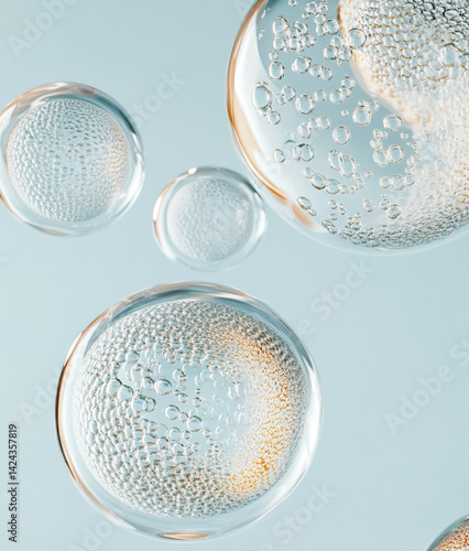 Close-up of gel facial serum drops