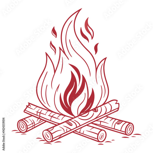 Vector illustration of a campfire with logs