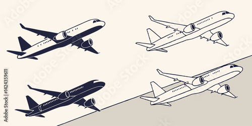 set of airplanes vector illustration
